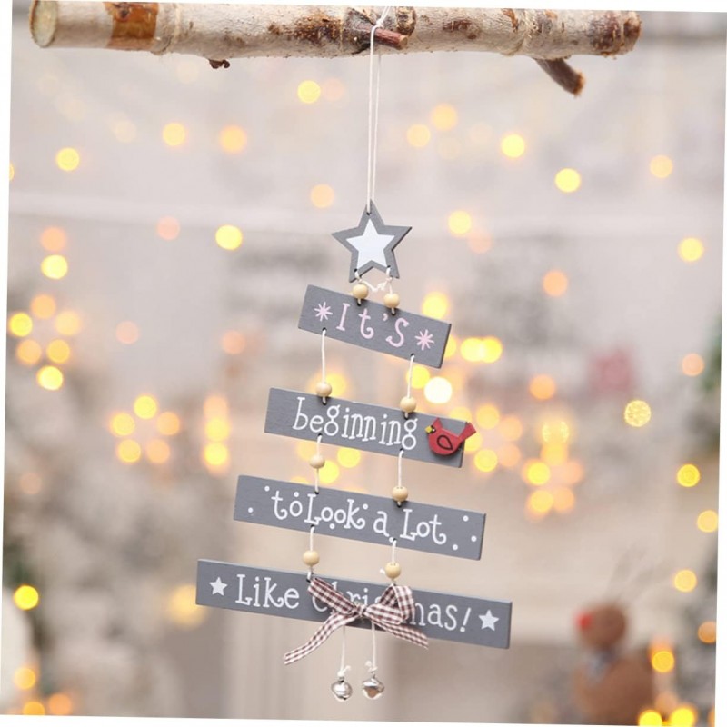 Ozdoba świąteczna drewniana choinka szara KSN67 - obrazek 2