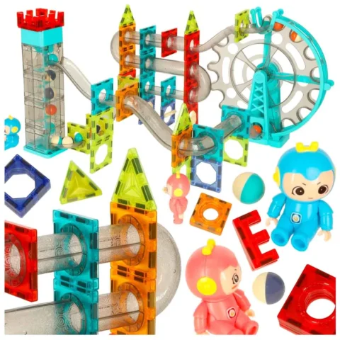 Klocki magnetyczne magnetic sticks marble tor kulkowy z dźwiękiem muzyką grający 118 elementów