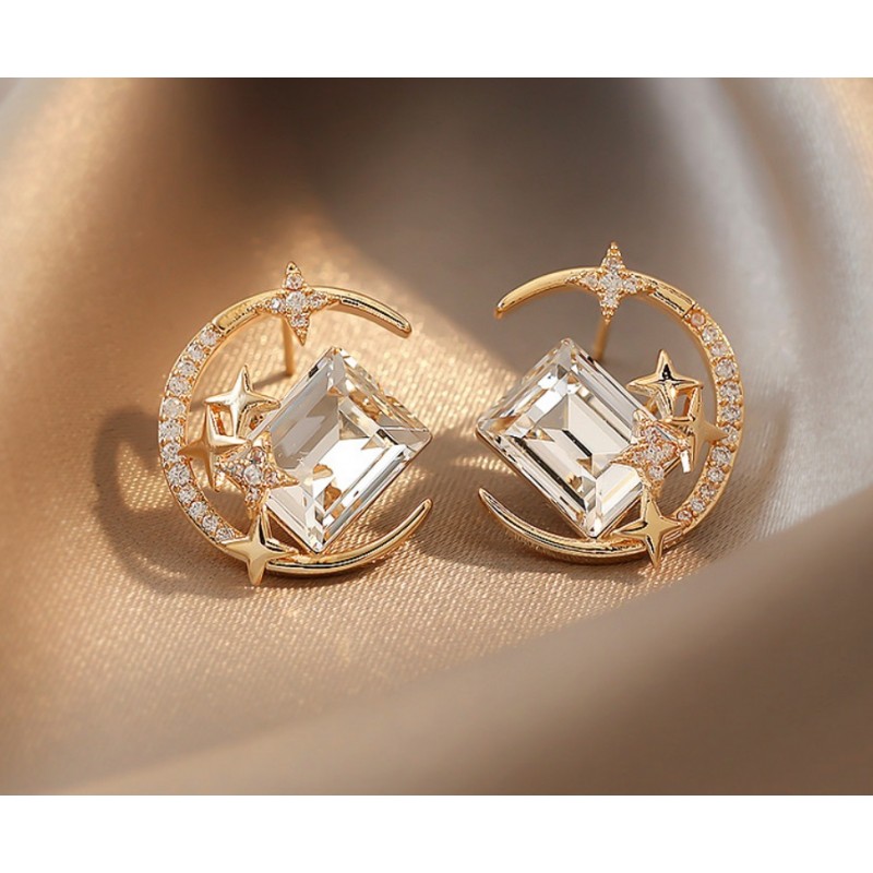 KOLCZYKI przy uchu moon kryształki K1657 - obrazek 2