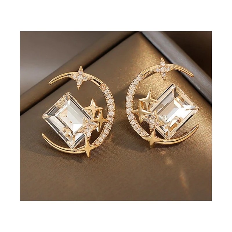 KOLCZYKI przy uchu moon kryształki K1657 - obrazek 3