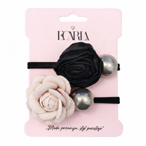 Zestaw frotek gumek z różą i perłą 2w1 na plakietce GUM164