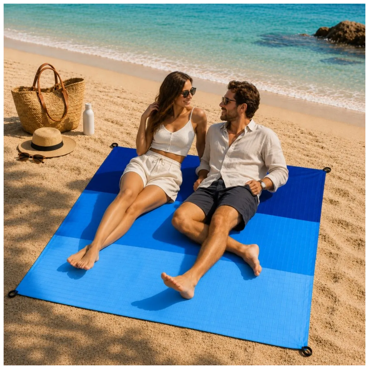 Mata plażowa koc piknikowy piaskoodporny 200x210 cm, wodoodporny XXL MATA13 - obrazek 8