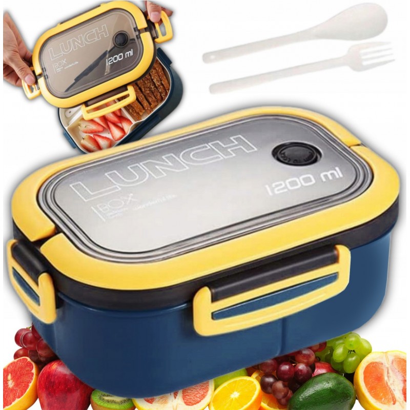 Śniadaniówka LUNCH BOX ze sztućcami 21 x 14,5 x 8cm granat PJM44GRAN - obrazek 4