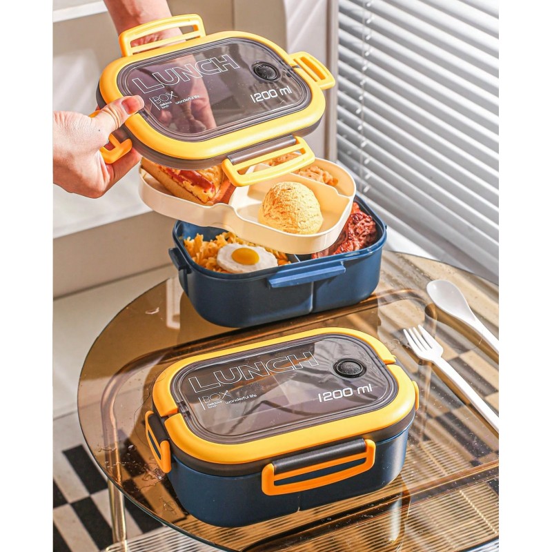 Śniadaniówka LUNCH BOX ze sztućcami 21 x 14,5 x 8cm granat PJM44GRAN - obrazek 6