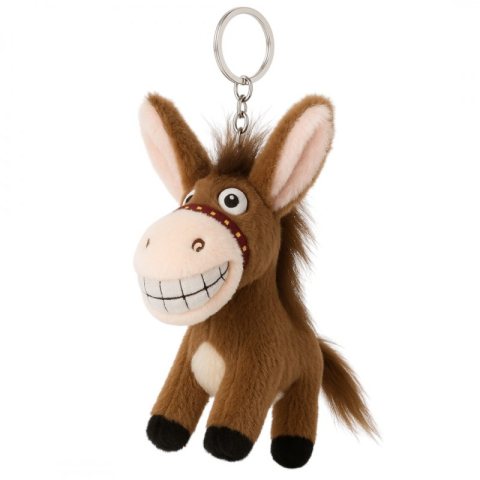 Brelok do kluczy, pluszowy osiołek z ogonkiem brąz BRL381BR