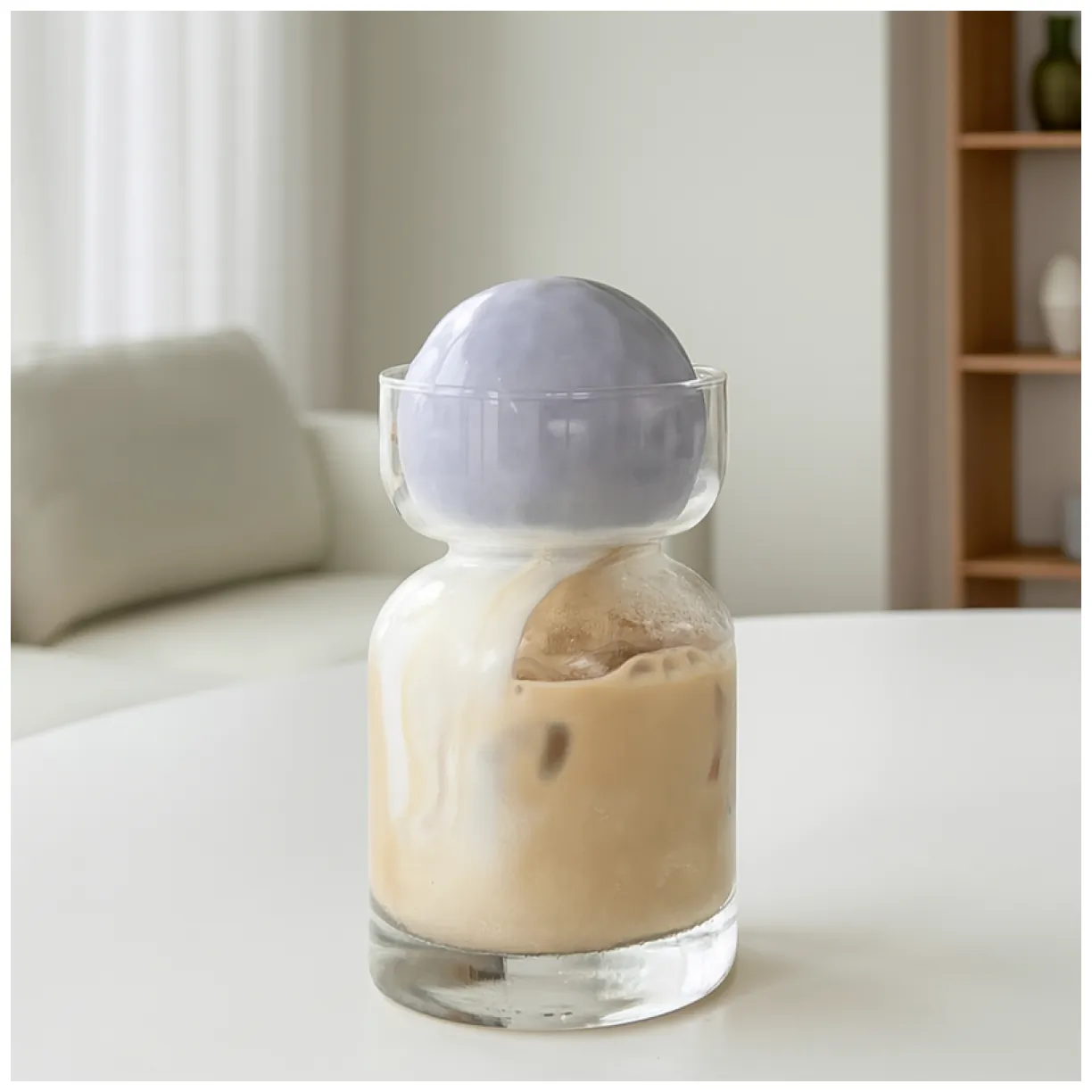 Szklanka termiczna klepsydra 350 ml - przezroczysta, szkło borokrzemowe - obrazek 4