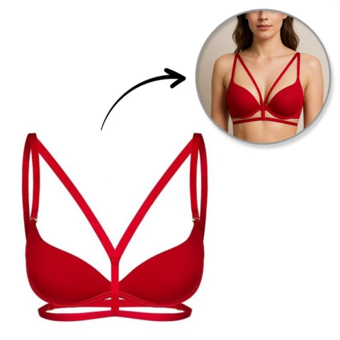 Ozdobne ramiączka do biustonosza CHLOE RED Z PUDEŁKIEM RA022