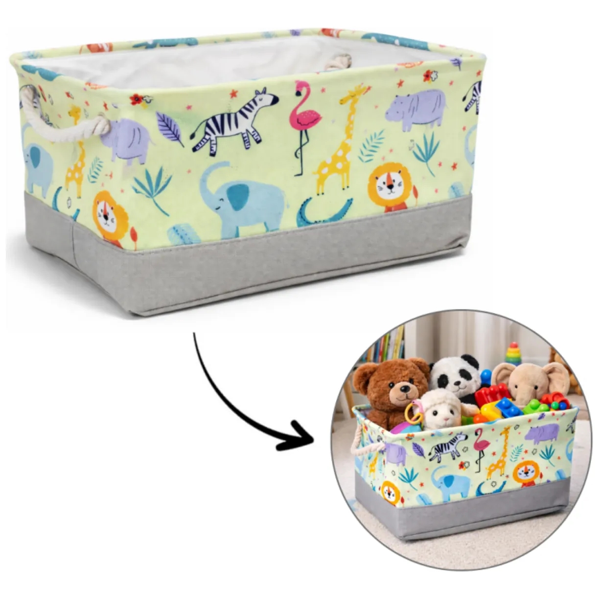 Pojemnik na zabawki kosz, worek na pranie, zwierzątka 30х40х22cm OR112