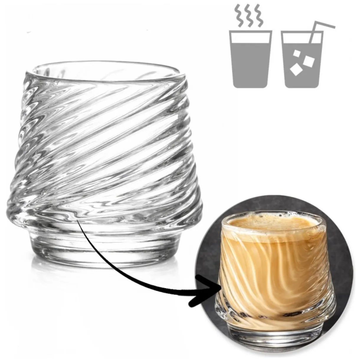 Szklanka ryflowana 150ml 1 szt do kawy, drinków, whiskey 7,5x 8cm SZK200