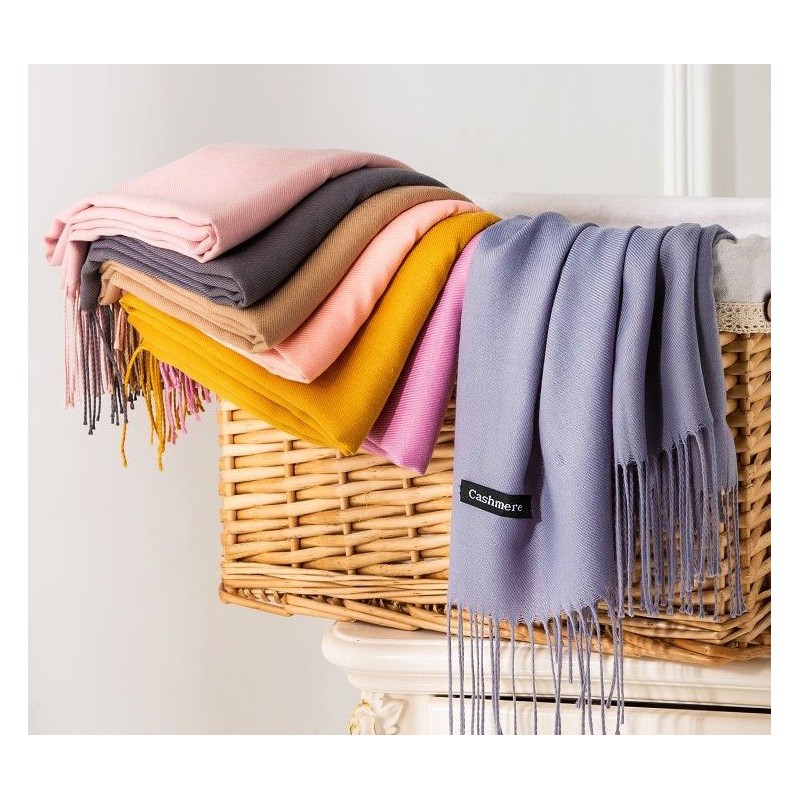 Szal z frędzlami, chusta granatowy SZA40GRAN - obrazek 3