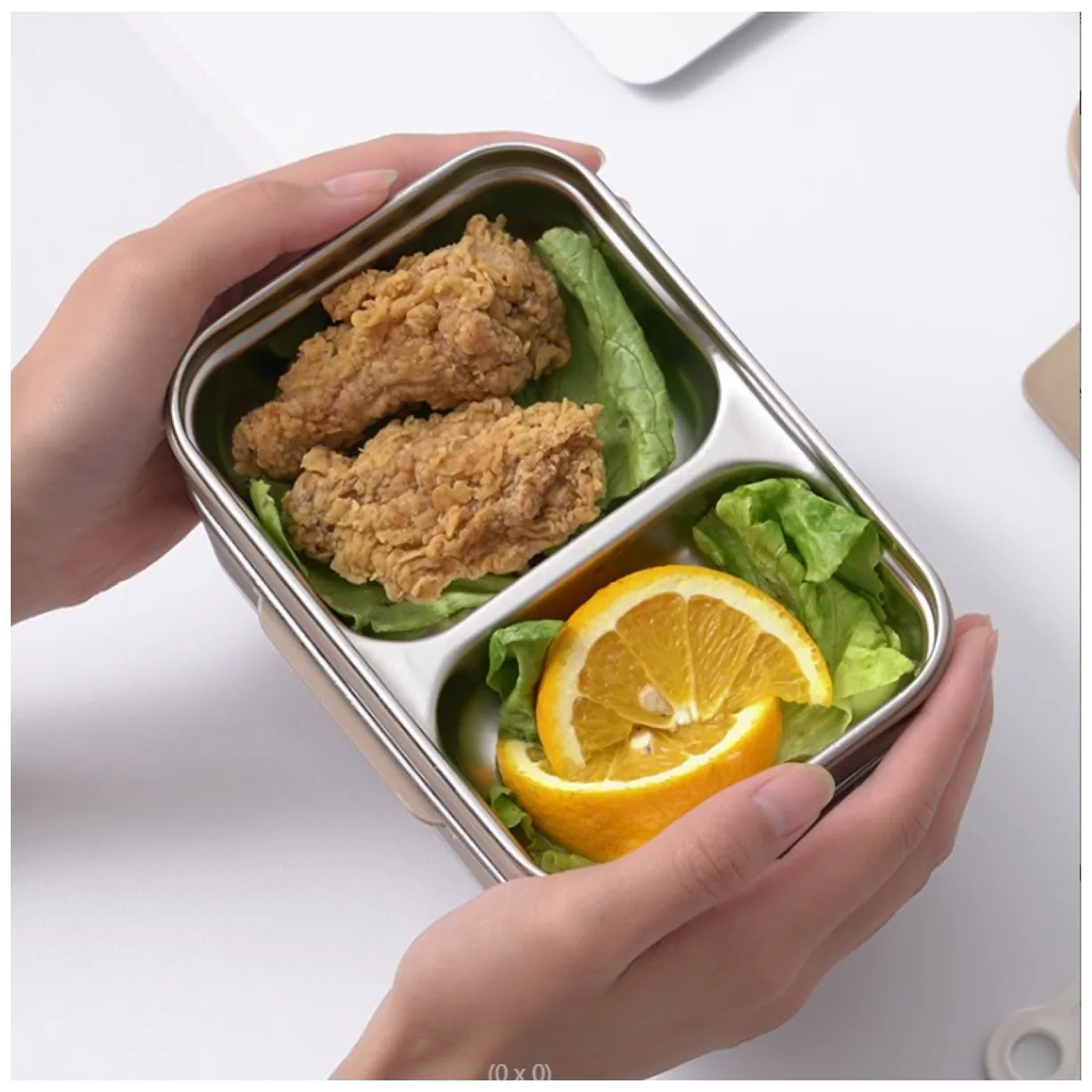 Śniadaniówka LUNCH BOX z widelcem, stal nierdzewna, 2 poziomy, ciemny róż PJM50CR - obrazek 6