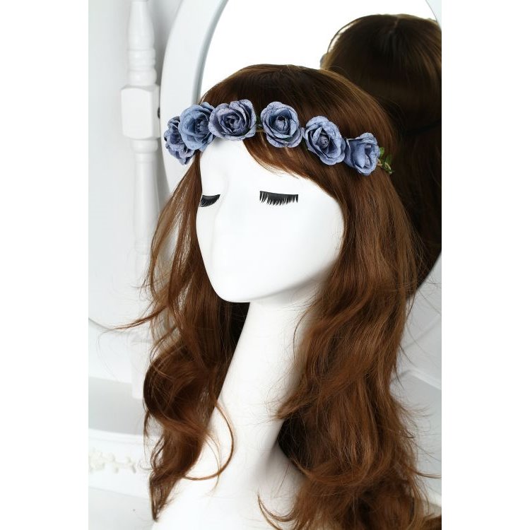 Wianek, opaska do włosów z kwiatów, delikatny wianuszek BOHO W43N - obrazek 3