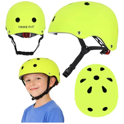 Kask rowerowy dla dziecka Trike Fix dziecięcy regulowany LED S 48-54cm zielony jasny