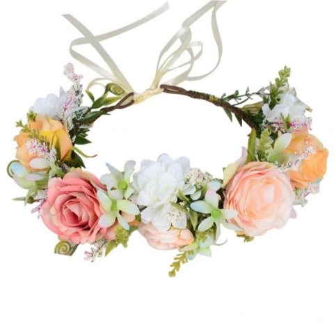 Wianek, opaska do włosów z kwiatów, delikatny wianuszek BOHO W99