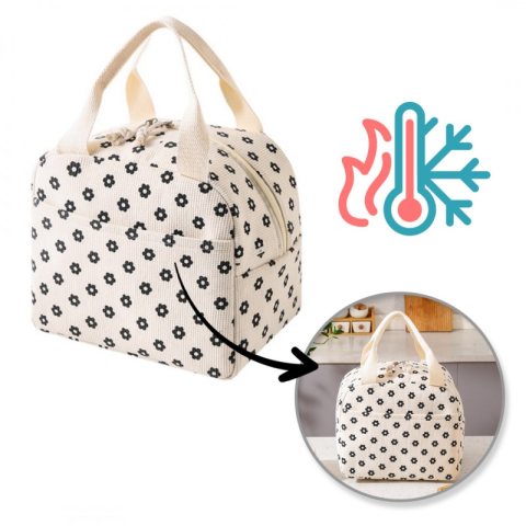 Torba termiczna do przenoszenia żywności LUNCH BOX stokrotki 26x21x18cm PJM45