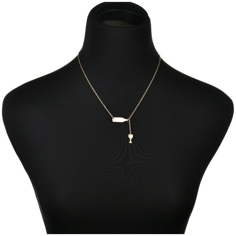 NASZYJNIK ZŁOTY BUTELKA KIELISZEK N627Z - obrazek 2