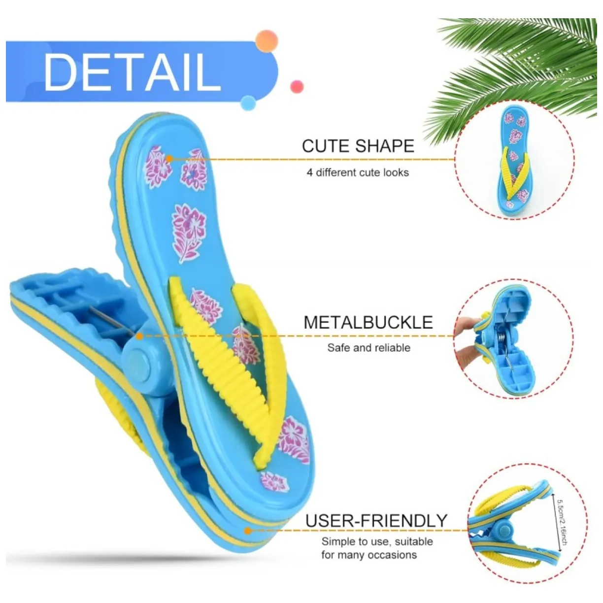 Klamra do trzymania ręczników Spinka 11,5 cm na plaże KLAPKI KLP07 2 szt - obrazek 5