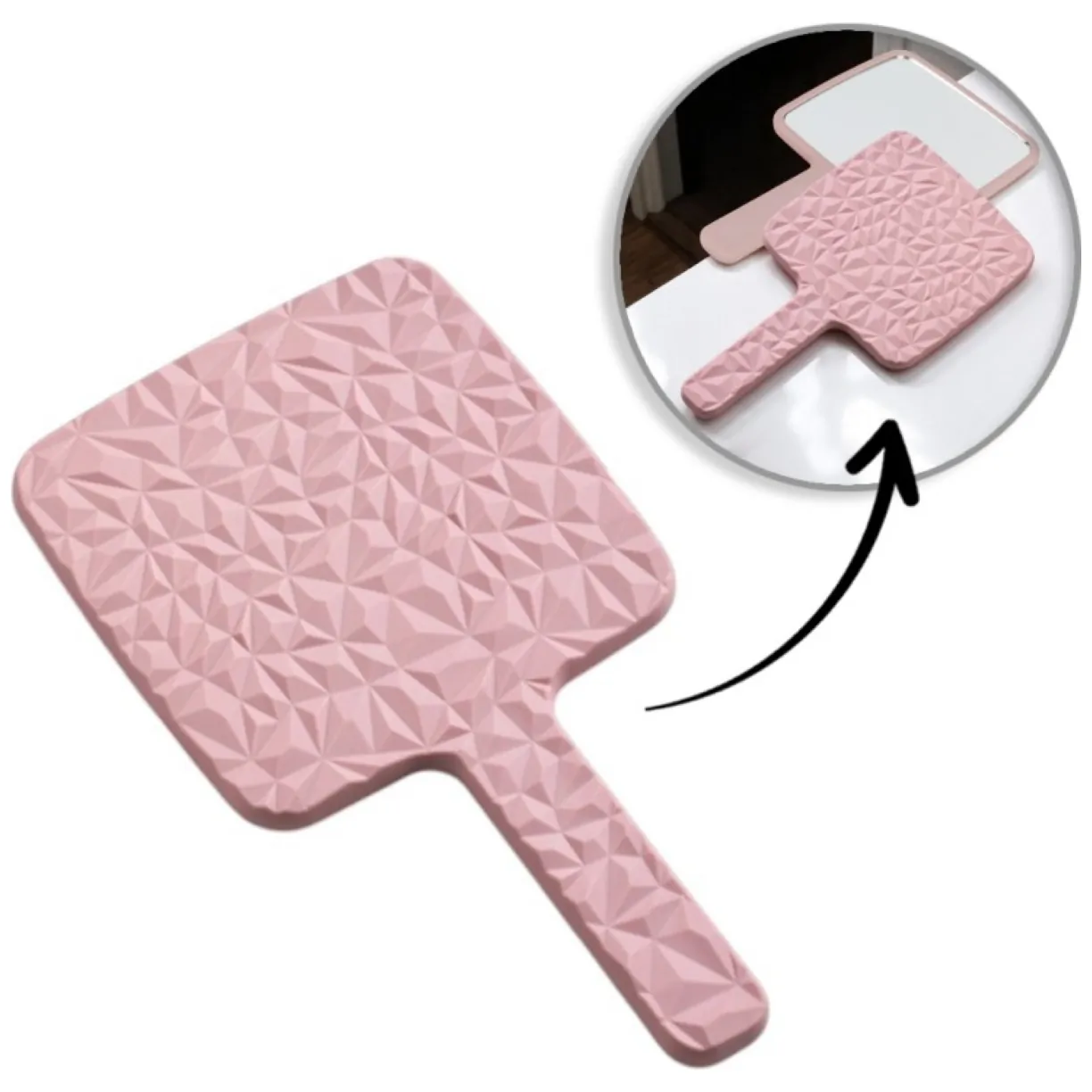 Lusterko kosmetyczne z rączką, jednostronne XL wysokość 23cm L24R