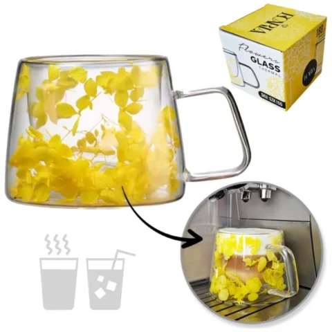 Szklanka termiczna z kwiatami w środku, hortensje 180 ml 1szt SZK155