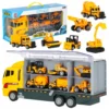 Transporter ciężarówka TIR wyrzutnia + metalowe auta maszyny budowlane