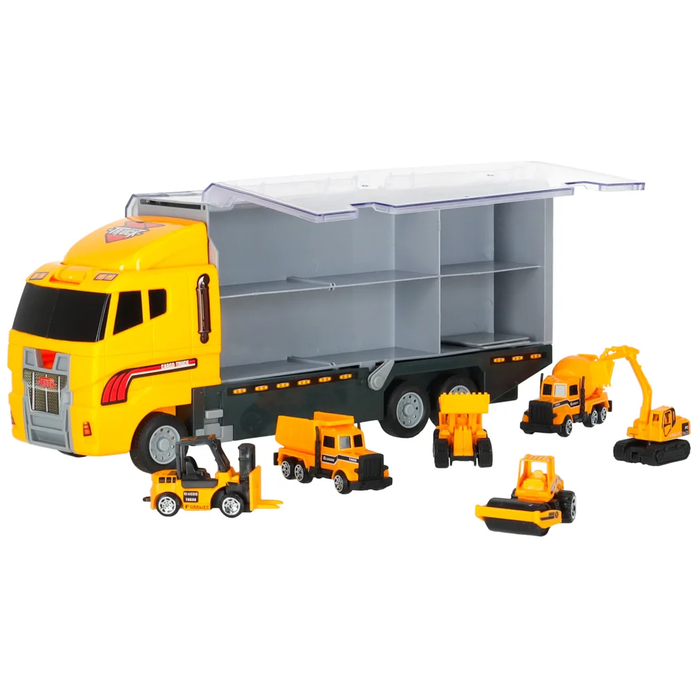 Transporter ciężarówka TIR wyrzutnia + metalowe auta maszyny budowlane - obrazek 6