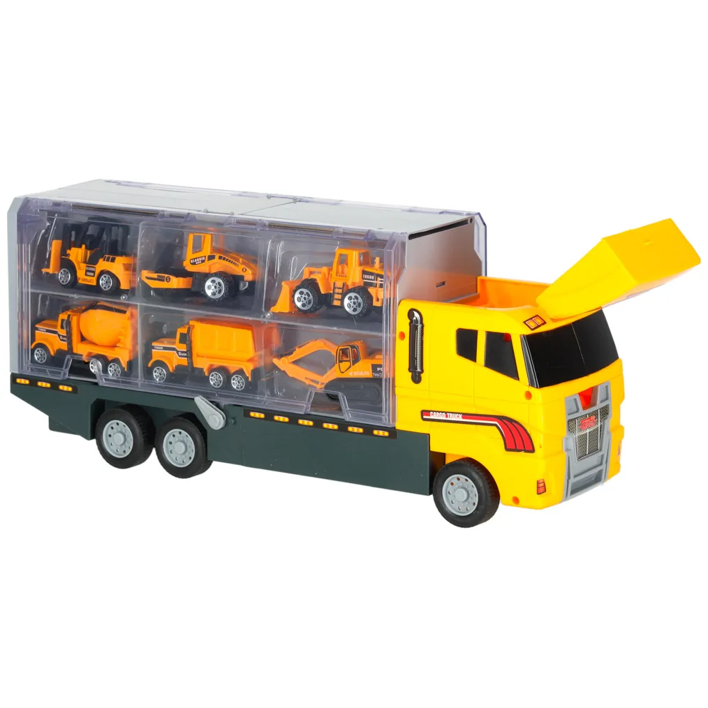 Transporter ciężarówka TIR wyrzutnia + metalowe auta maszyny budowlane - obrazek 8