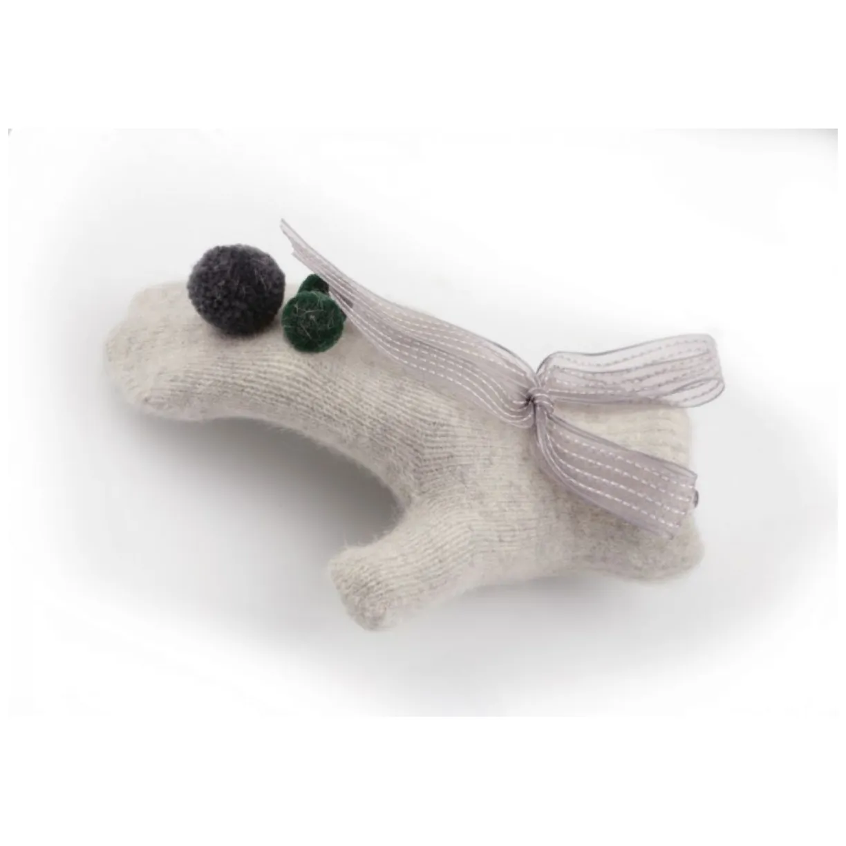 Rękawiczki CUTE pompony kokarda szare REK127 - obrazek 5