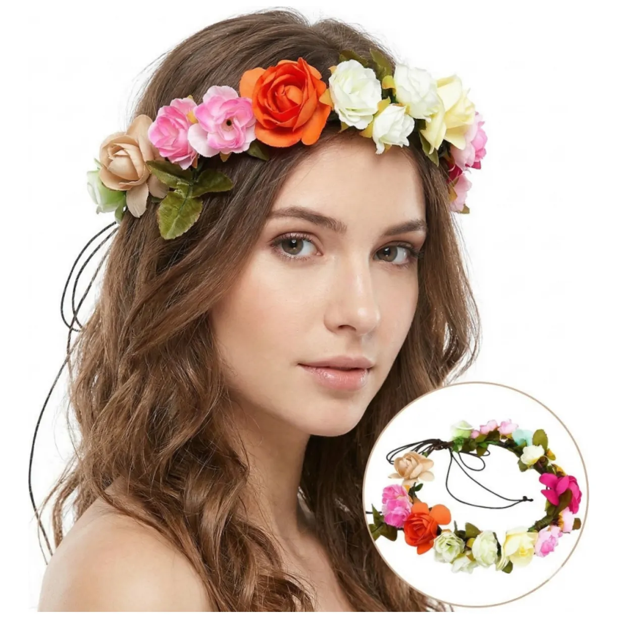 Wianek, opaska do włosów z kwiatów, delikatny wianuszek BOHO W49