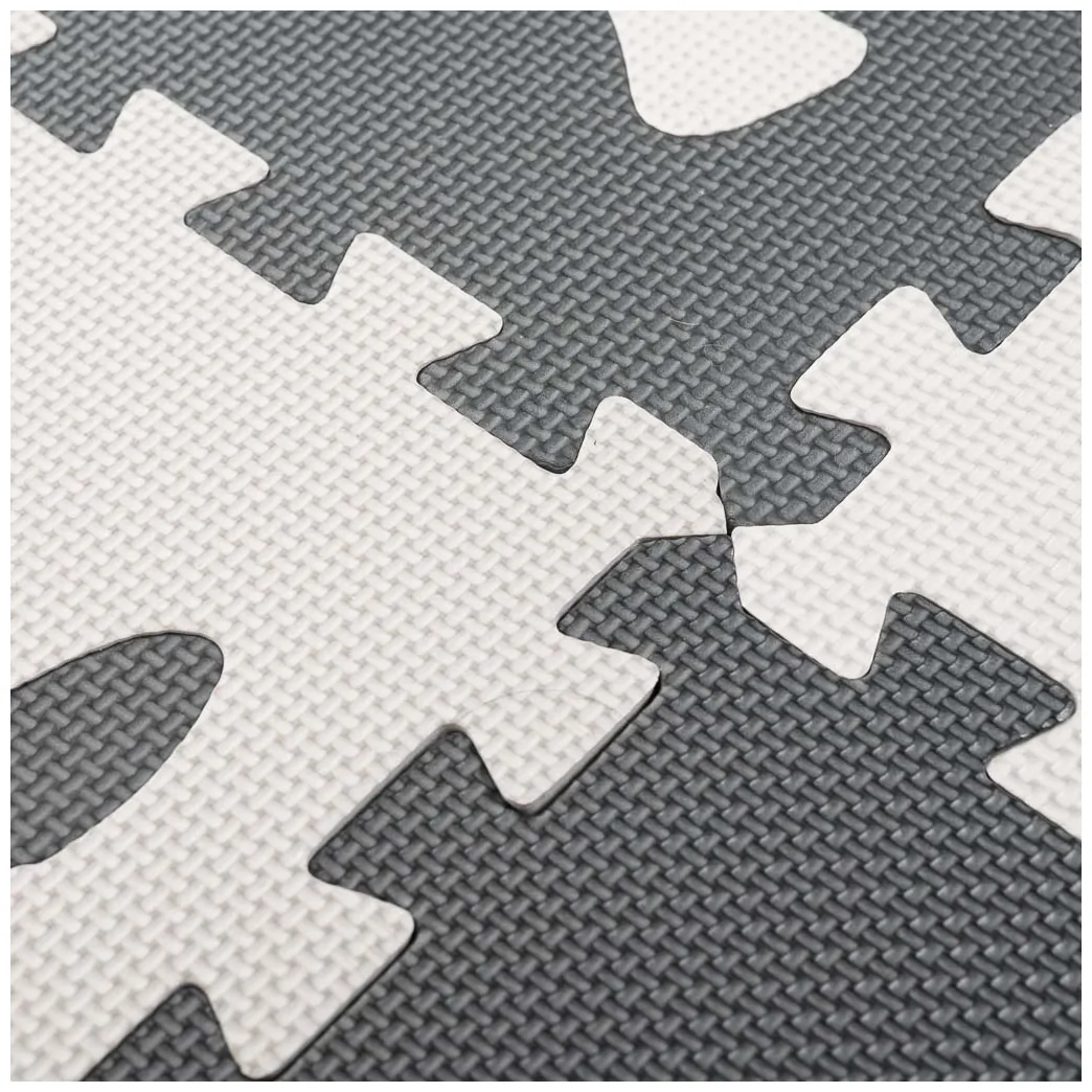 Puzzle piankowe mata edukacyjna szara 9 elementów z wyjmowanymi zwierzątkami - obrazek 4