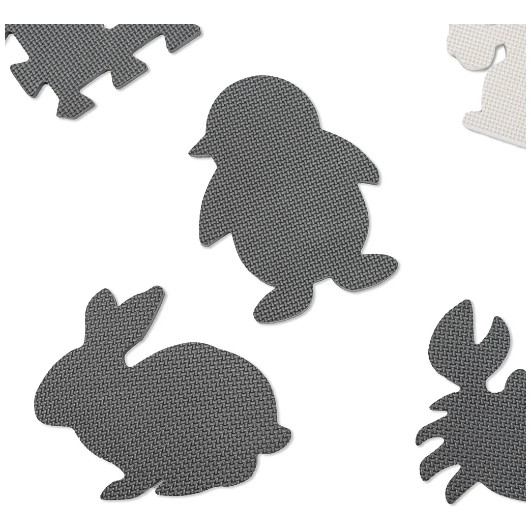 Puzzle piankowe mata edukacyjna szara 9 elementów z wyjmowanymi zwierzątkami - obrazek 7