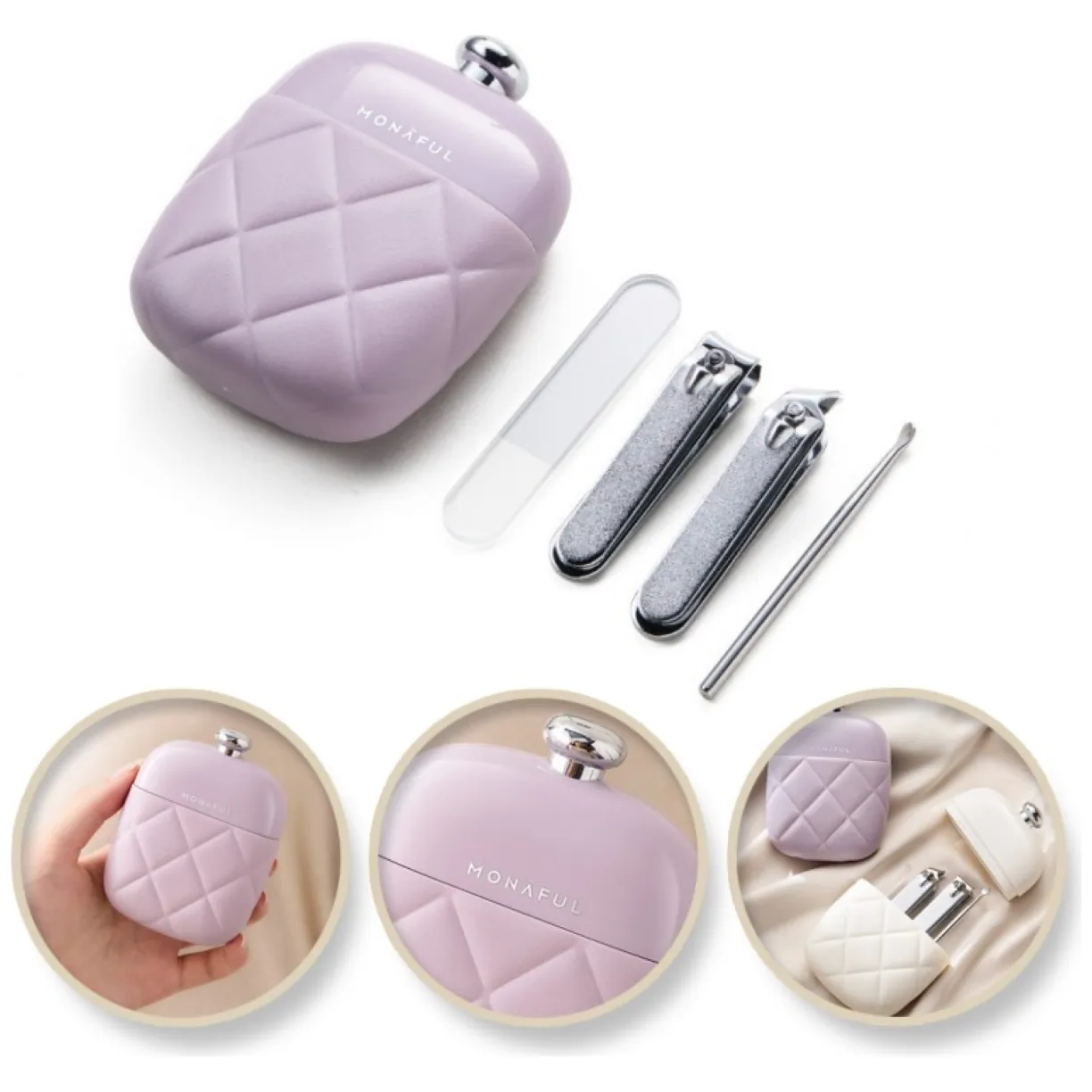 Zestaw akcesoriów etui do paznokci manicure fioletowy 9,5cmx7cm AK10FIO