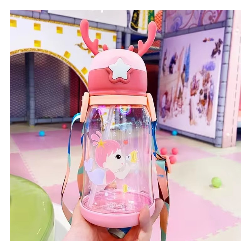 Butelka na wodę Bidon dziecięcy ze słomką 600 ML BD30R - obrazek 2