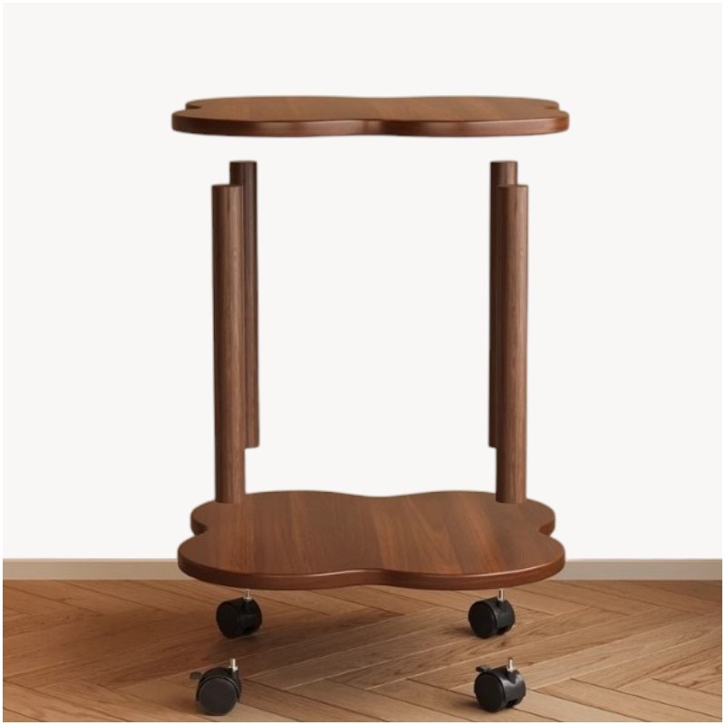 Mobilny stolik kawowy w kształcie koniczyny, orzechowy 60x60x48cm STL26 - obrazek 5