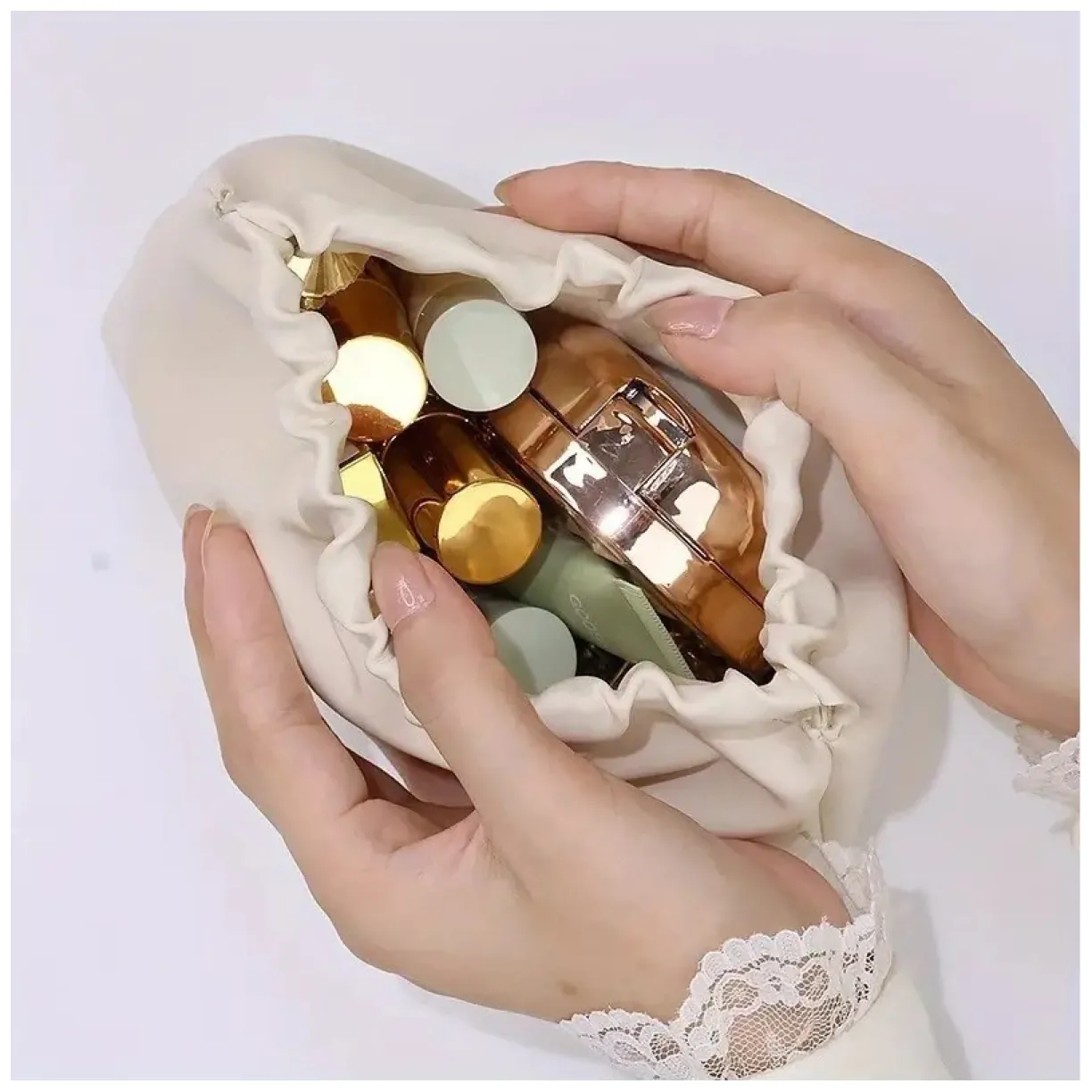 Kosmetyczka, saszetka na kosmetyki, wkładki, ekoskóra rozm S 12,5x9,5cm KS147B - obrazek 3