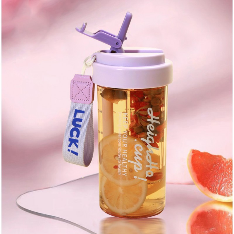 Butelka na wodę z koszyczkiem i słomką 600 ML Simple BD32FIO - obrazek 4