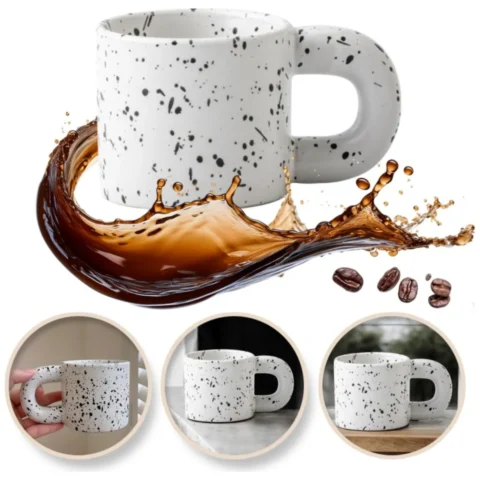 Ceramiczny, nakrapiany kubek z uchem 300 ml Matowy CUP19