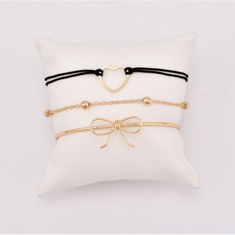 ZESTAW 3w1 BRANSOLETKI ZŁOTE BOHO SERCE B431 - obrazek 6