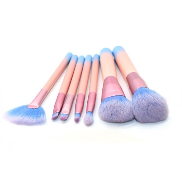 ZESTAW 7 PĘDZLI DO MAKIJAŻU W PUDROWYCH KOLORACH PZ10 - obrazek 8