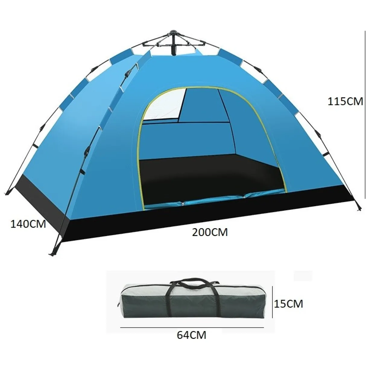 Namiot kempingowy składany 2-3 osobowy 200x140x115cm BAL12N - obrazek 8