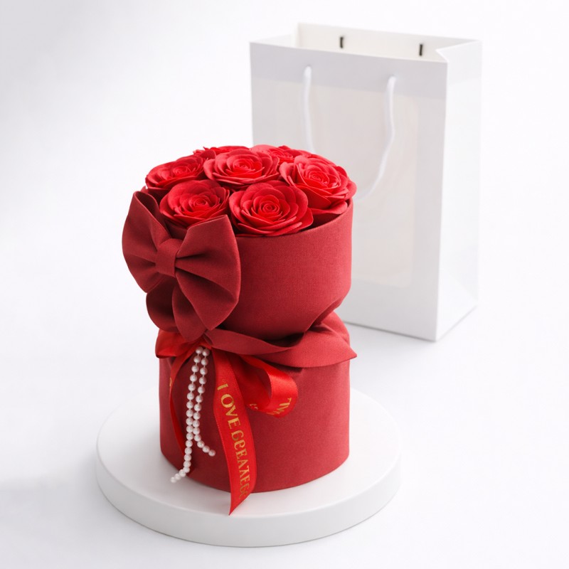 Flower box, bukiet zapachowych kwiatów mydlanych w pudełku 8szt. LED BUK24CZE - obrazek 2