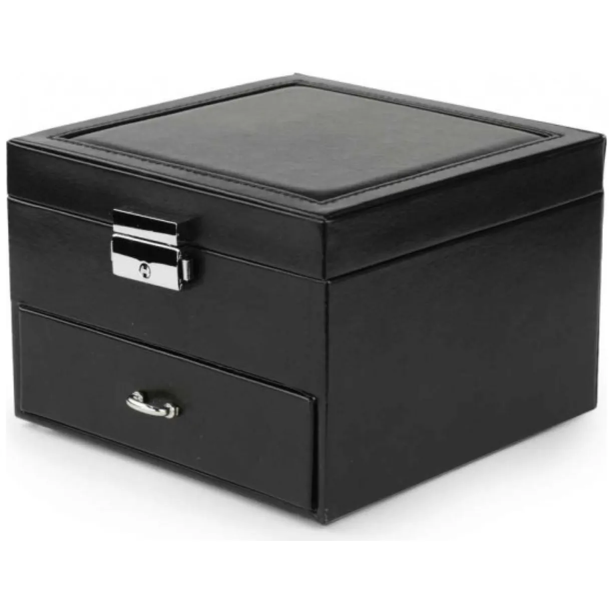 Szkatułka kuferek etui organizer na biżuterię czarna PD148CZ - obrazek 4
