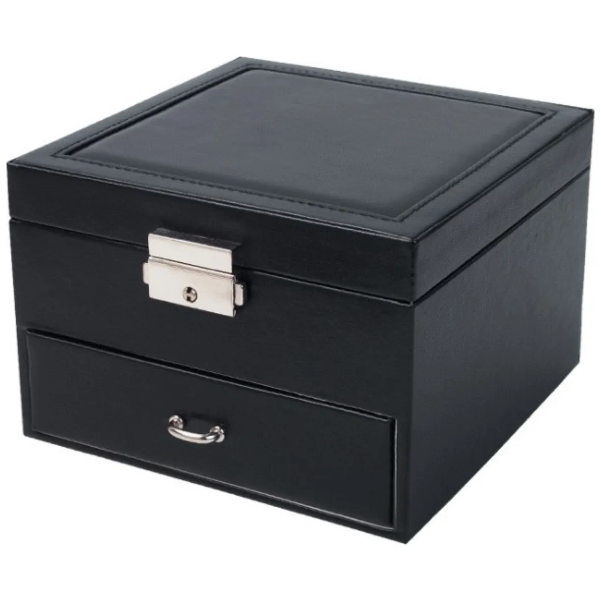 Szkatułka kuferek etui organizer na biżuterię czarna PD148CZ - obrazek 5