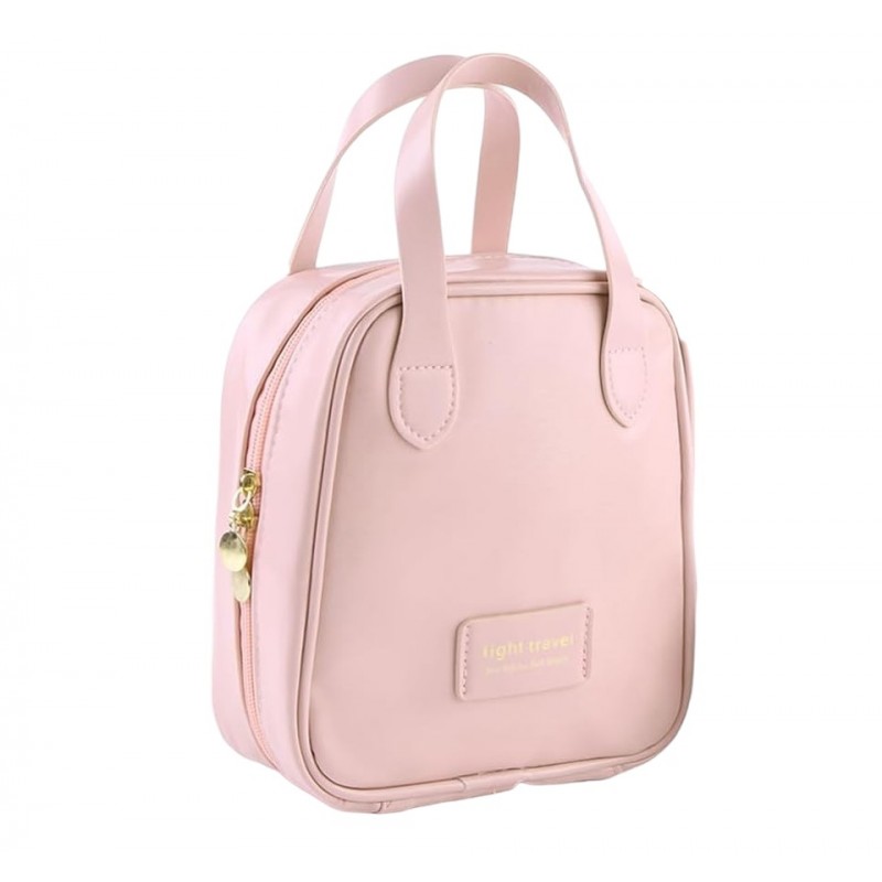 Kosmetyczka organizer na kosmetyki z rączką 17x7x19cm różowa KS128R - obrazek 3