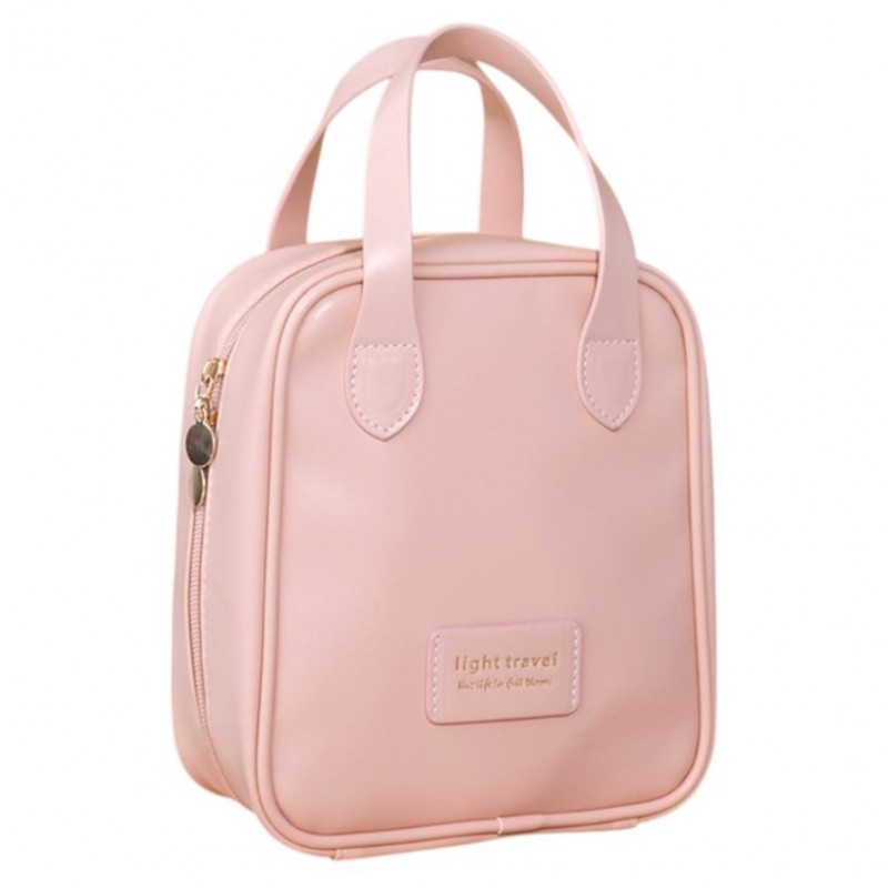 Kosmetyczka organizer na kosmetyki z rączką 17x7x19cm różowa KS128R - obrazek 4