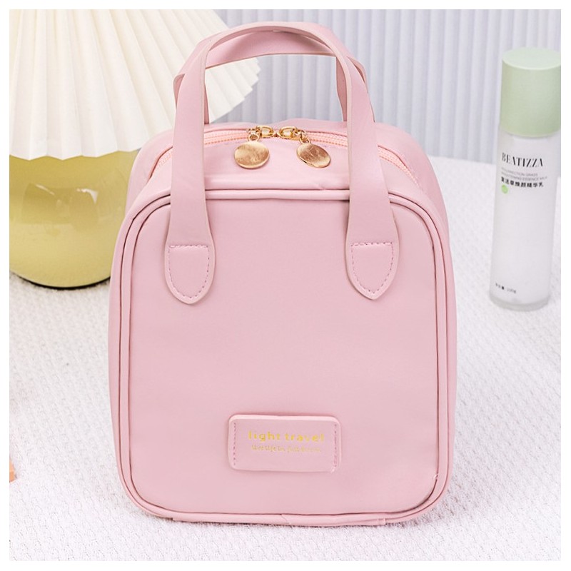 Kosmetyczka organizer na kosmetyki z rączką 17x7x19cm różowa KS128R - obrazek 5