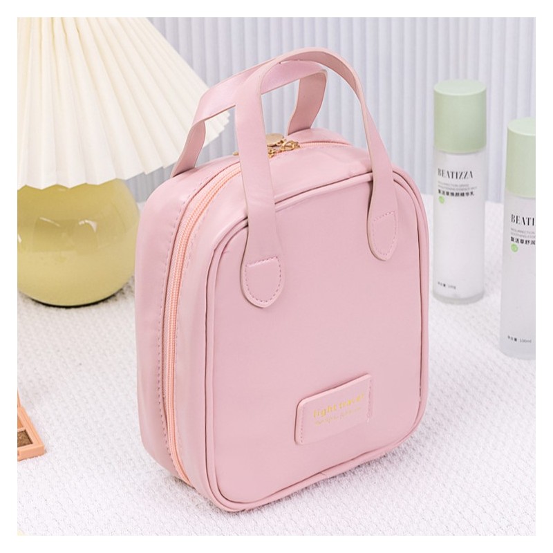 Kosmetyczka organizer na kosmetyki z rączką 17x7x19cm różowa KS128R - obrazek 7