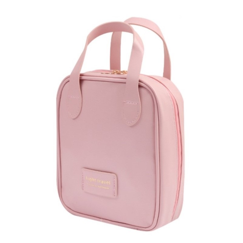 Kosmetyczka organizer na kosmetyki z rączką 17x7x19cm różowa KS128R - obrazek 9