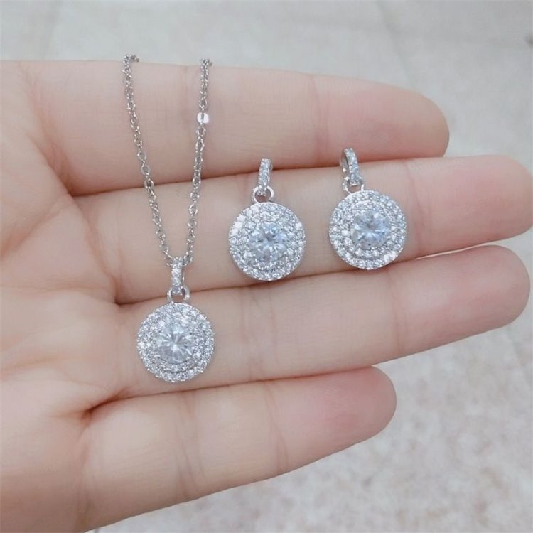 Kolczyki ślubne wiszące z kryształkami KSL04 - obrazek 2