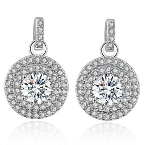 Kolczyki ślubne wiszące z kryształkami KSL04