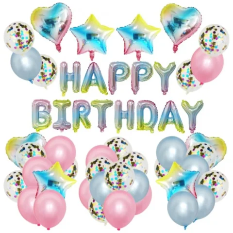 Zestaw Balonów HAPPY BIRTHDAY kolorowe 50 szt BLN03